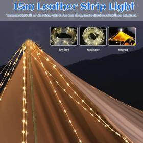 Lampe de Camping Enroulable avec Guirlande Lumineuse 15m – مصباح تخييم محمول وقابل للشحن